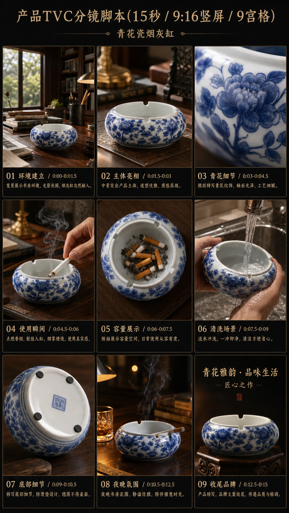 这条 prompt 详细描述了如何将一张简单的休闲产品照片转化为一系列高质量的电商广告素材,适合用于制作短视频广告或社交媒体营销内容,能够吸引目标用户的注意力并提升品牌形象。