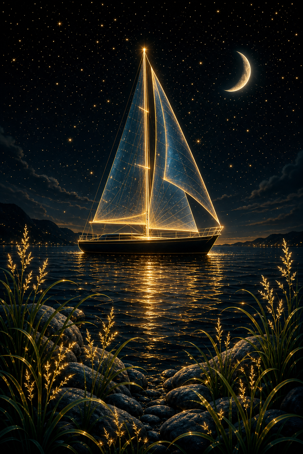 这条 prompt 通过细腻的描述创造了一个梦幻般的夜间场景,适合用于中文营销场景中的高端旅游、奢侈品推广或浪漫主题的宣传材料,能够吸引追求独特体验和梦幻氛围的目标受众。