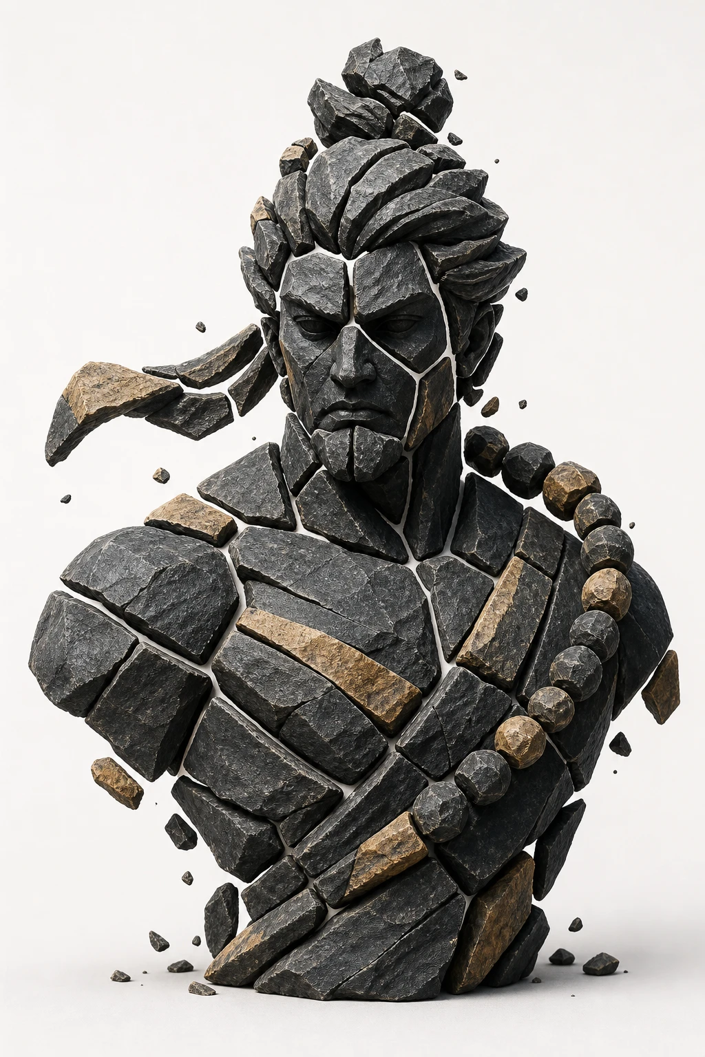 这条 prompt 详细描述了如何将一张图片转化为一个超现实的3D石块组合,适合用于艺术创作或高端设计展示,可以用来吸引对细节和创意有高要求的中文市场受众。