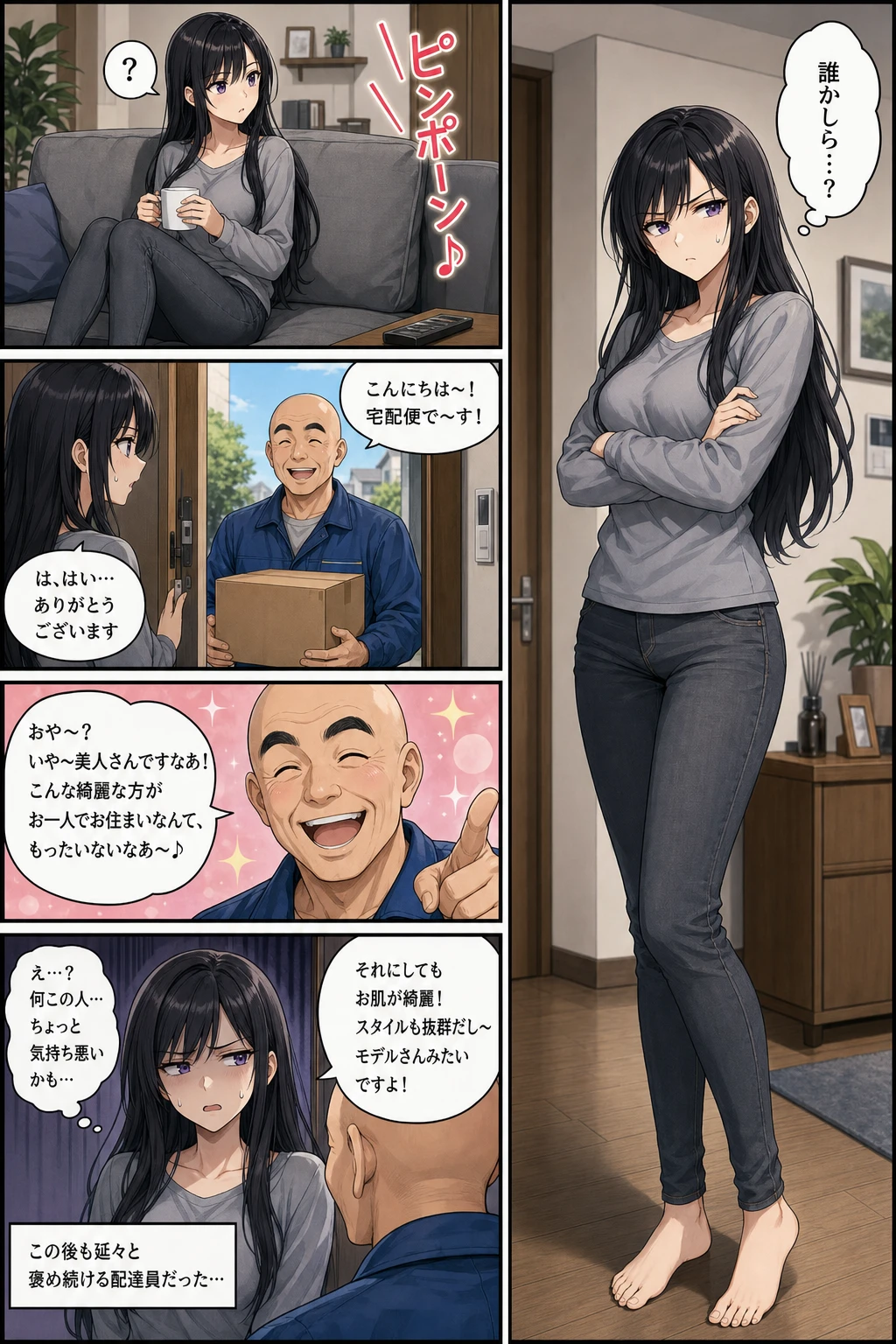 这条 prompt 详细描述了一个完整的漫画页面,包括角色设定、场景布局和对话内容,适合用于创作具有情节连贯性和视觉吸引力的动漫风格漫画或故事板,适用于需要展示细腻情感变化和人物互动的中文营销场景。