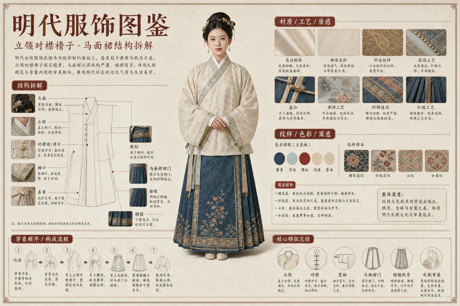这条 prompt 详细描述了如何生成一张具有博物馆展览风格的中文拆解信息图,适用于需要展示文物、历史服饰或器物的中文营销场景,强调真实性和专业性。